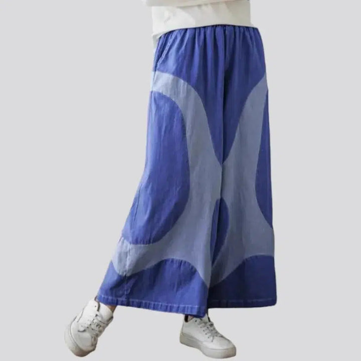 Culottes painted denim skirt
 for ladies