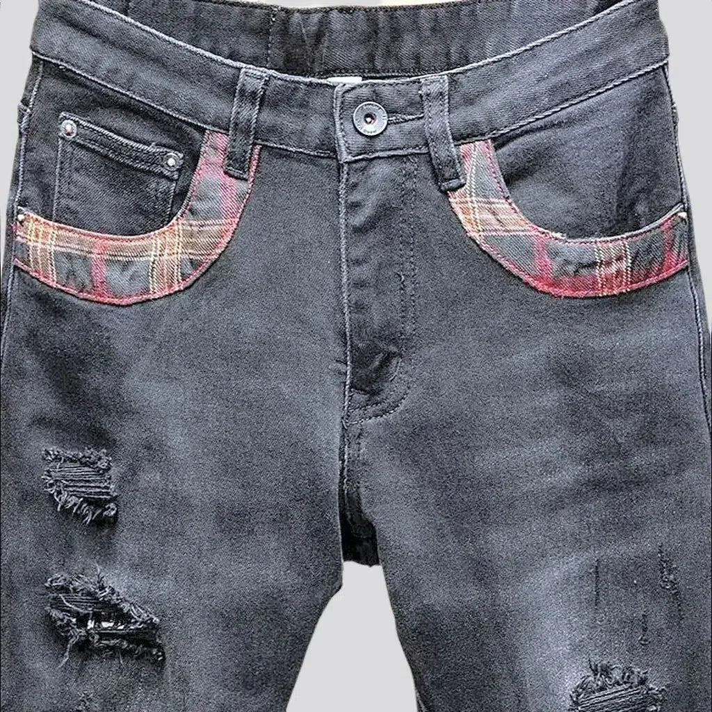 Frayed men's slim jeans