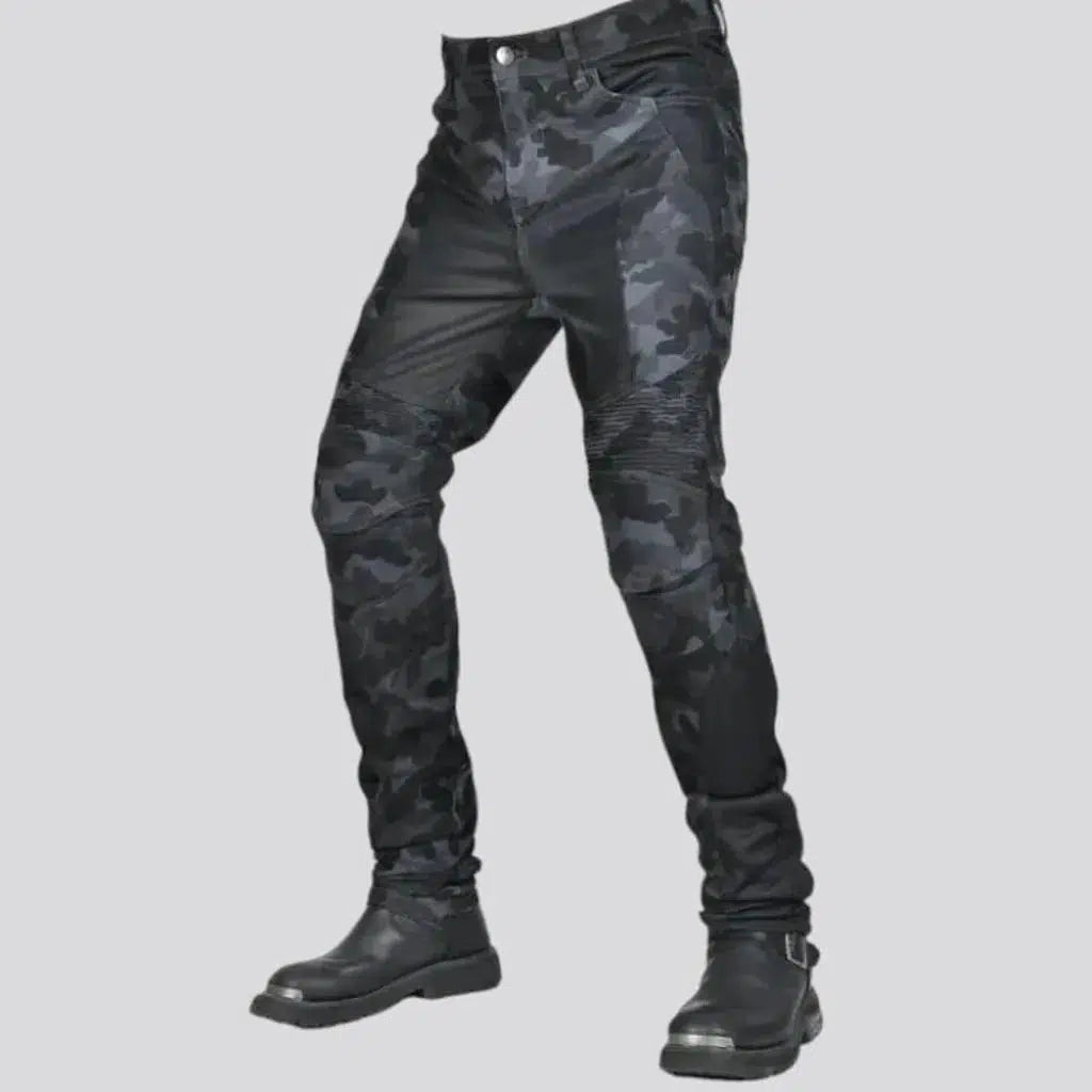 Slim high-waist men's biker jeans