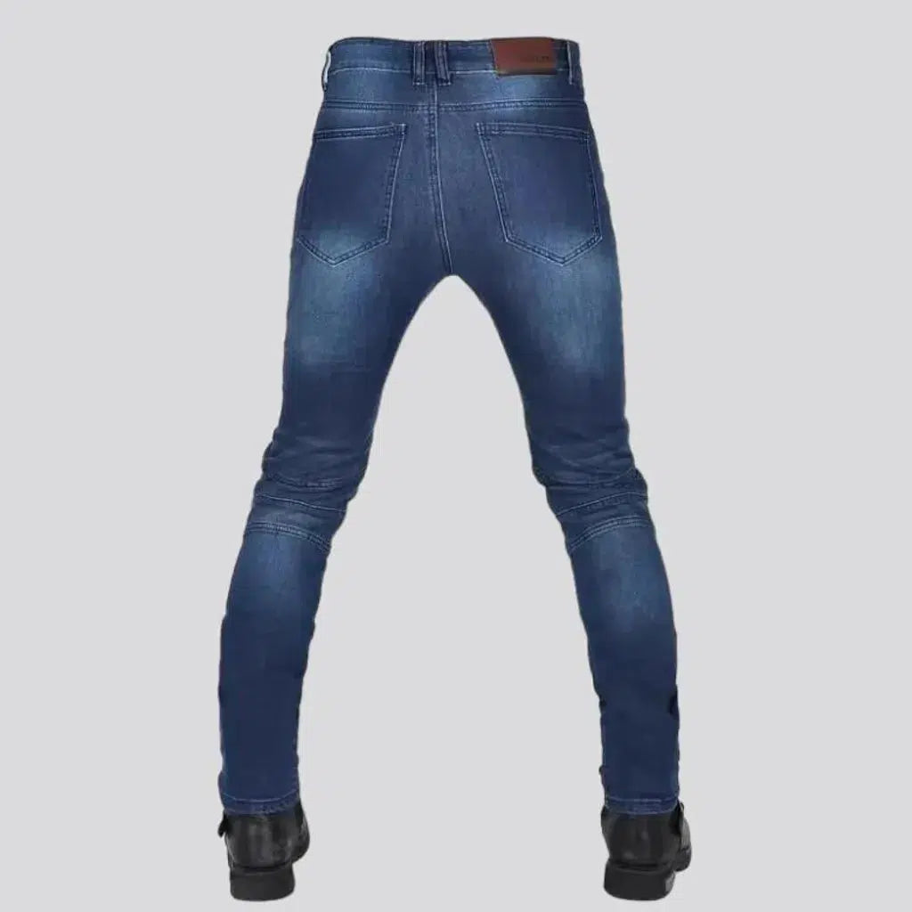 Whiskered protective riding jeans
 for men