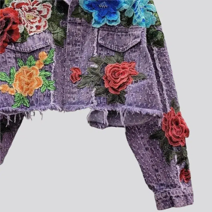 Embroidered women's jean jacket
