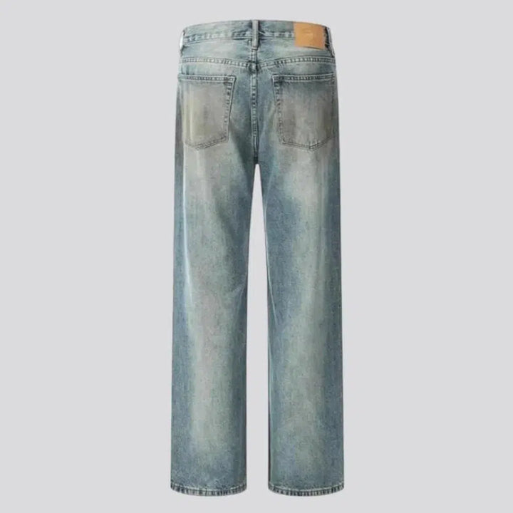 Stains-print men's straight jeans
