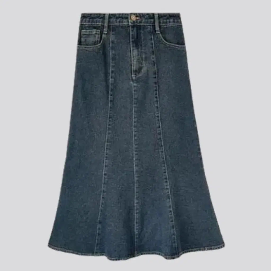 Patchwork-stitching denim skirt
 for women