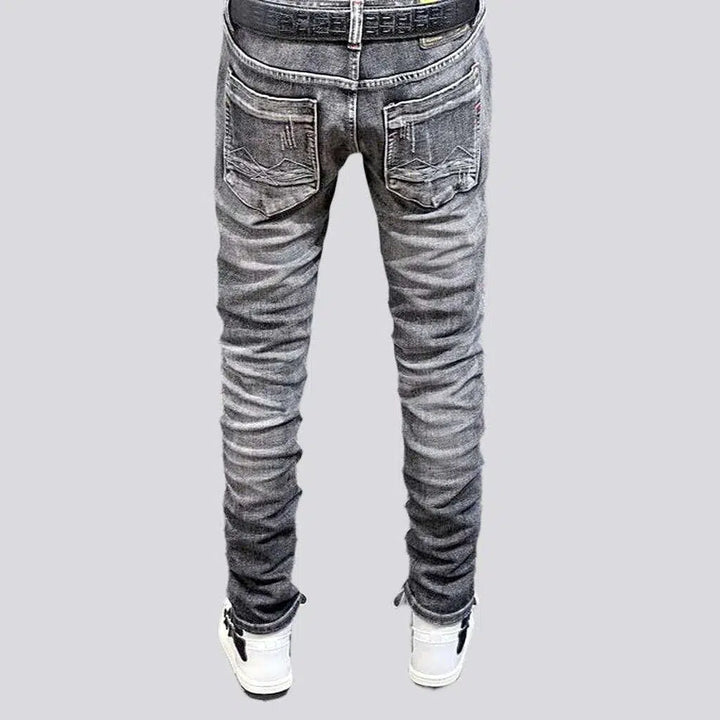 Mid-waist men's grey jeans