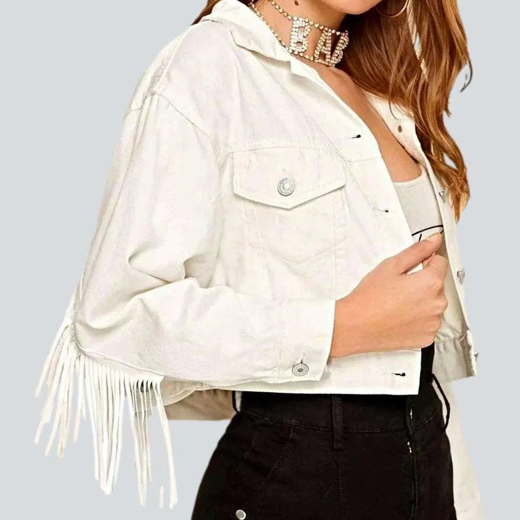 Short fringe women's denim jacket | Jeans4you.shop