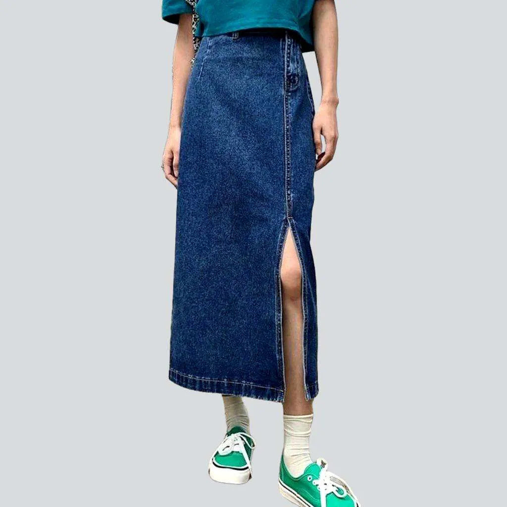 Side closure long denim skirt | Jeans4you.shop