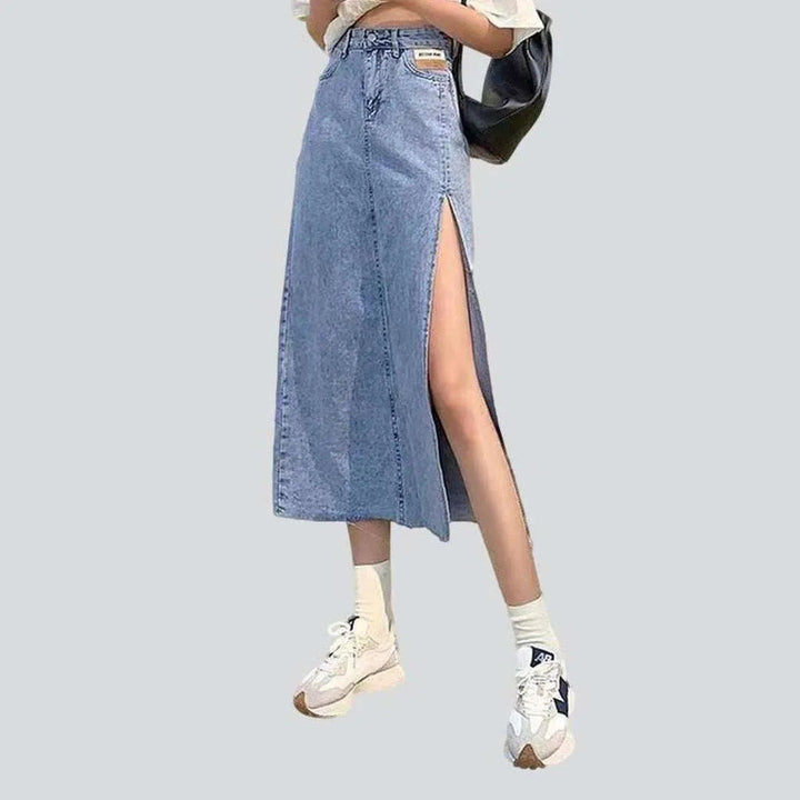 Side slit long jeans skirt | Jeans4you.shop