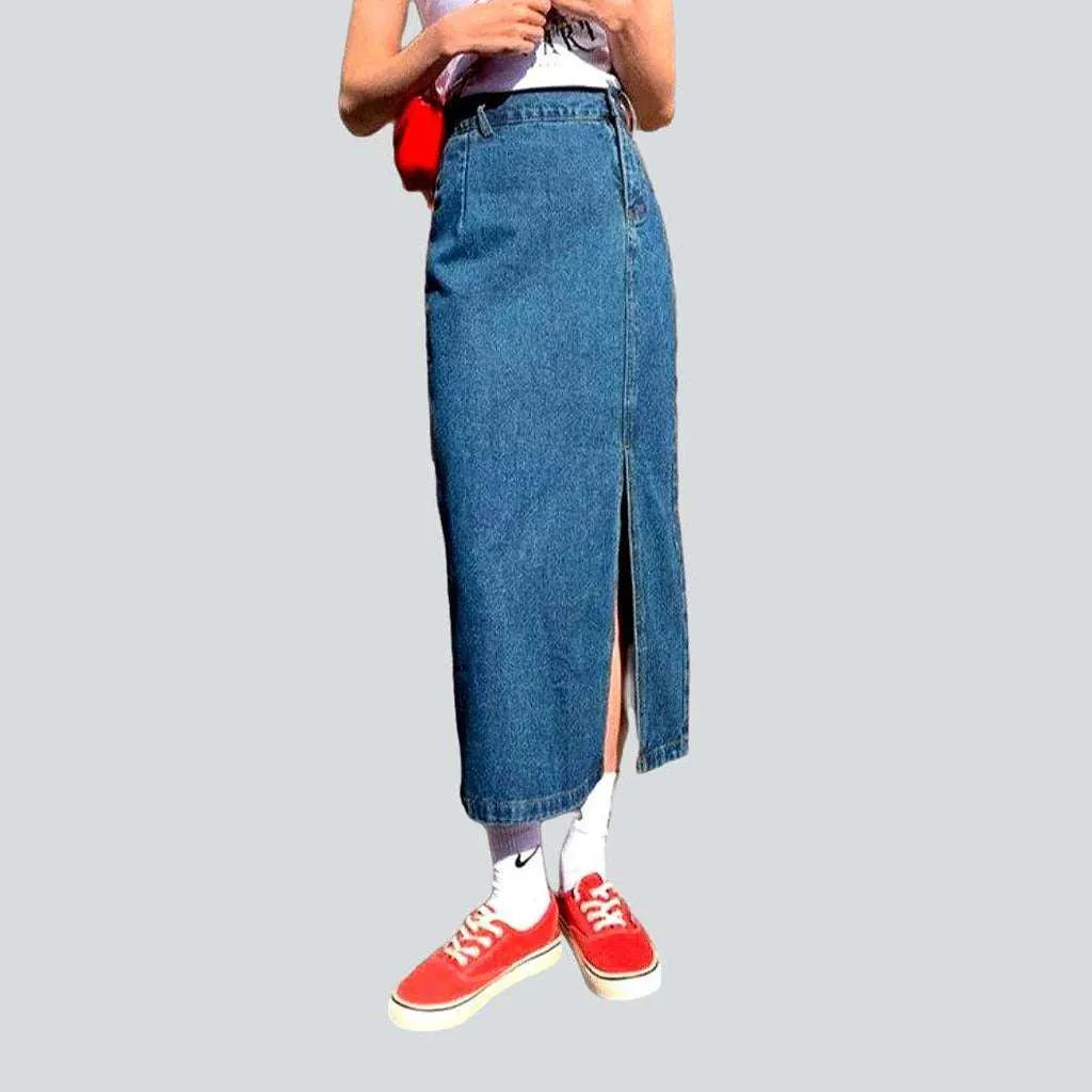 Side slit maxi jean skirt | Jeans4you.shop