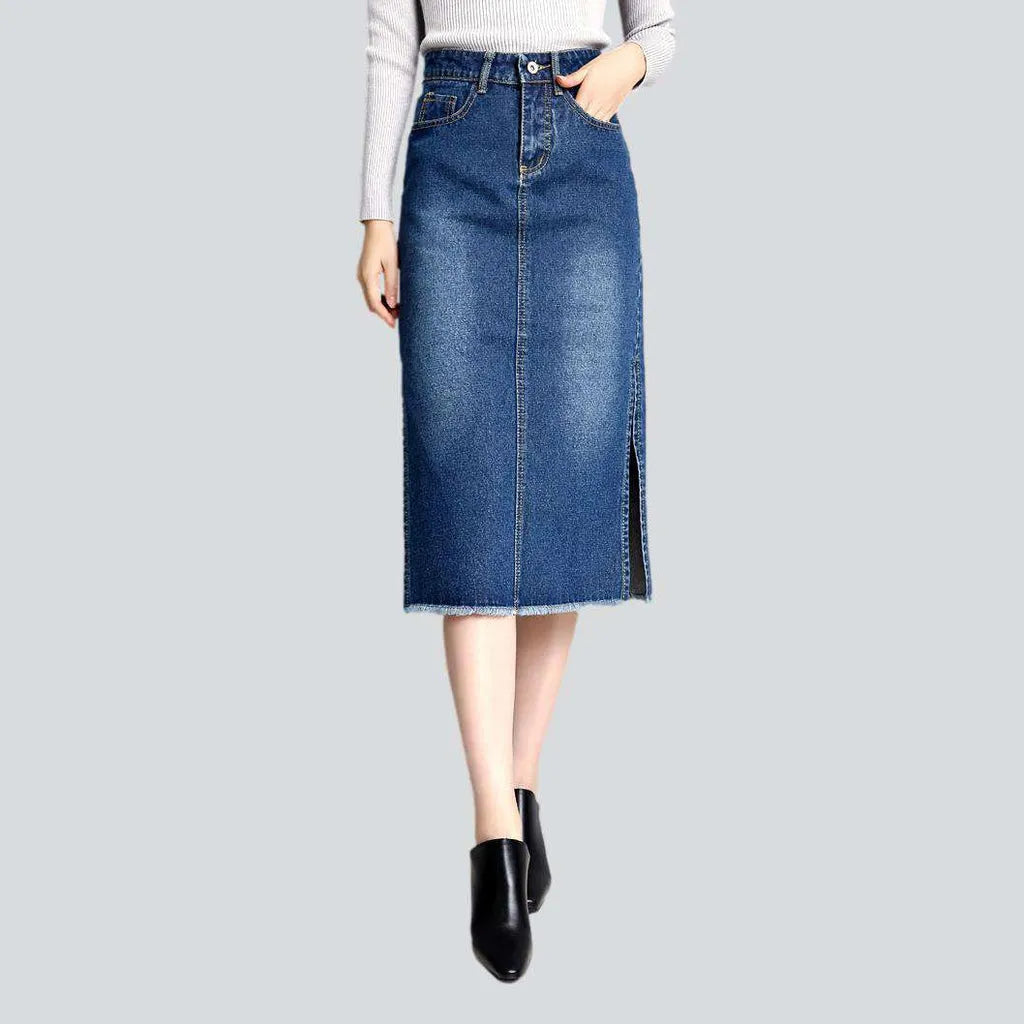 Side slit midi denim skirt | Jeans4you.shop