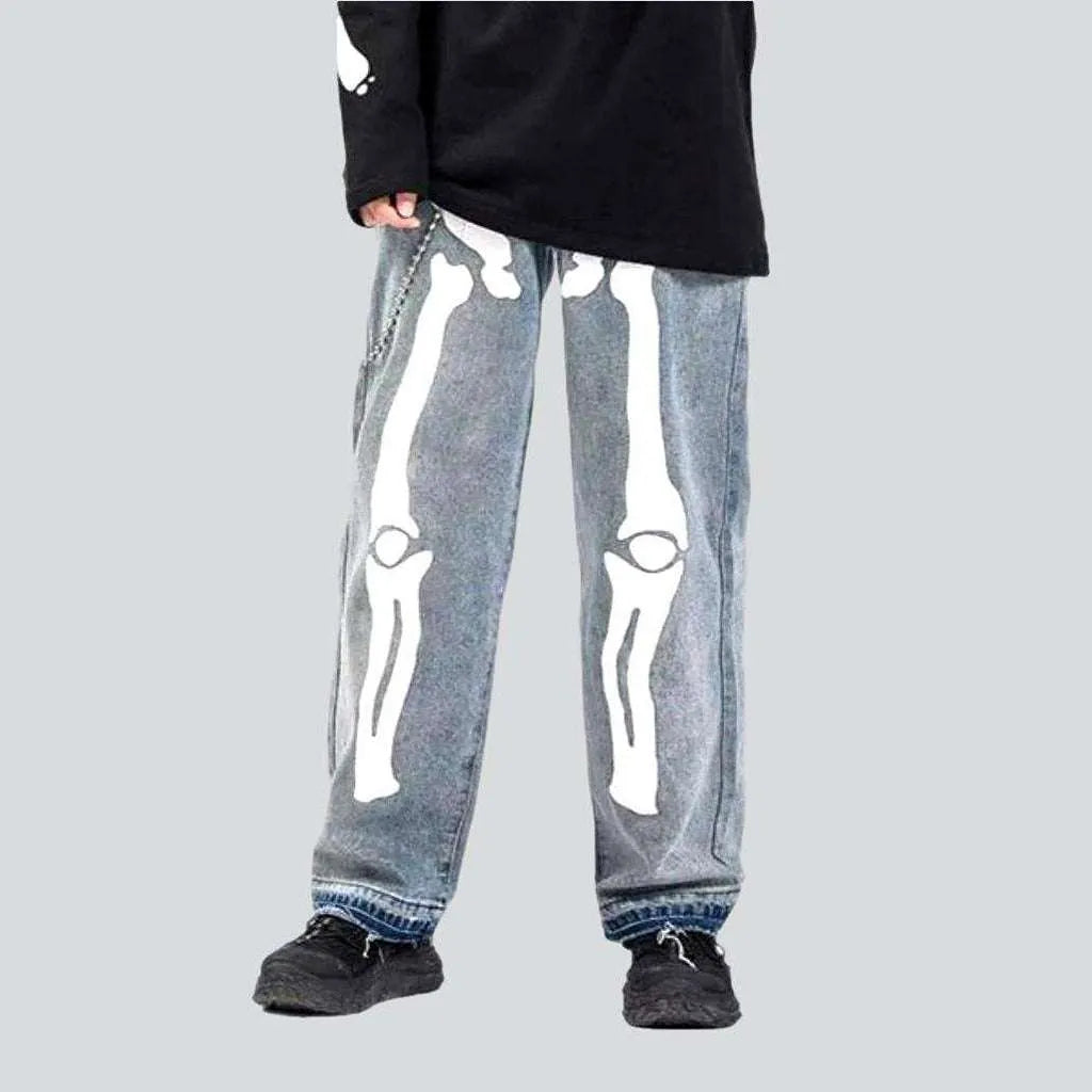 Skeleton print baggy men's jeans | Jeans4you.shop