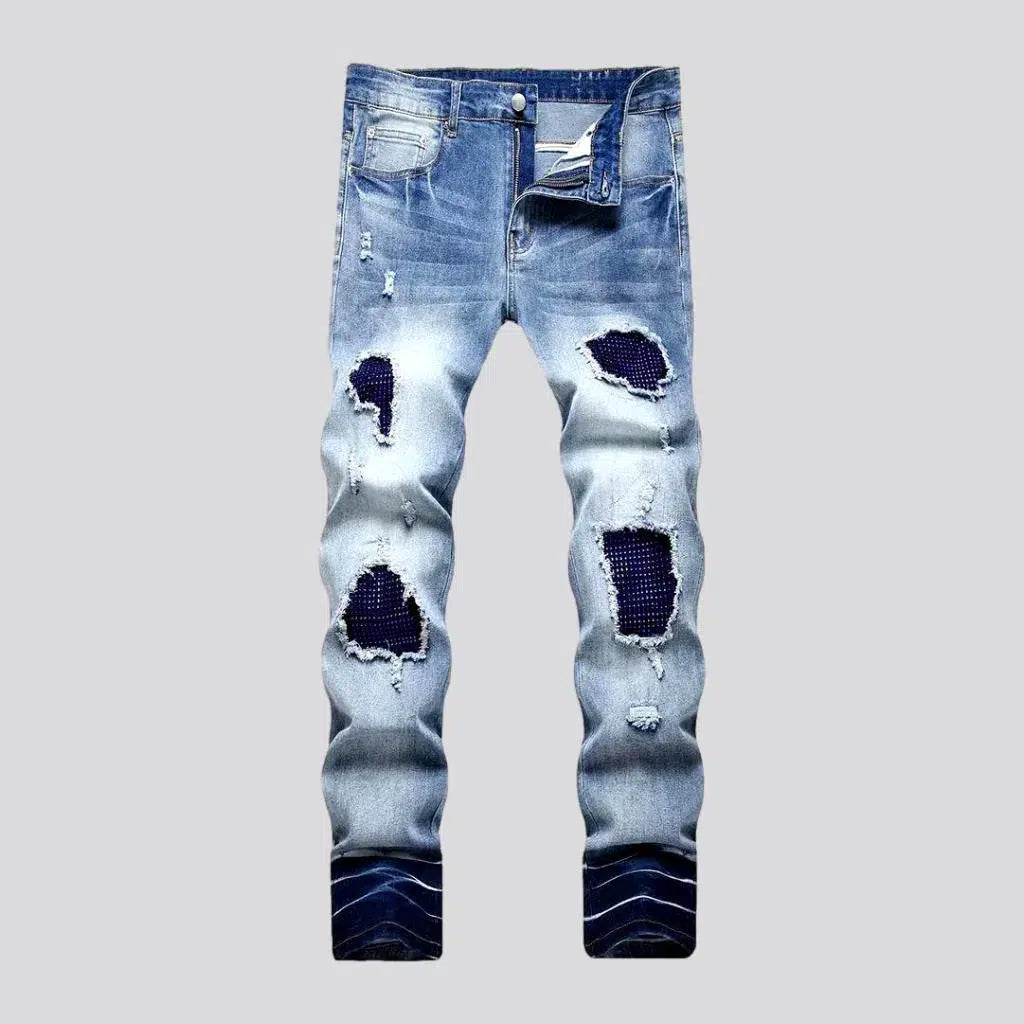 Skinny men's blue-patch jeans | Jeans4you.shop