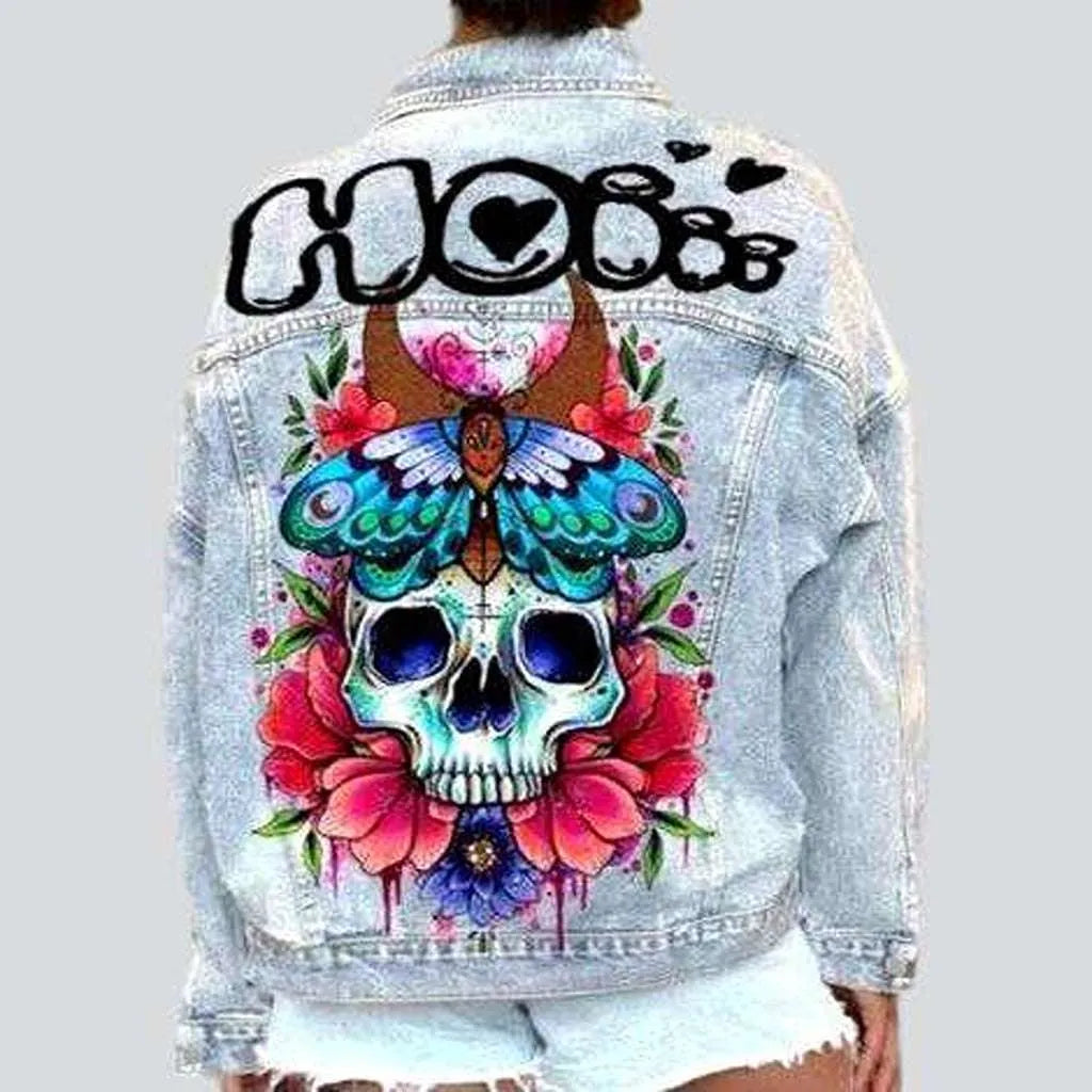 Skull print women's denim jacket | Jeans4you.shop