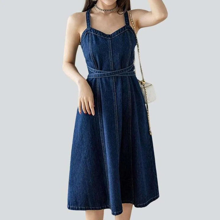 Sleeveless knee-length denim dress | Jeans4you.shop