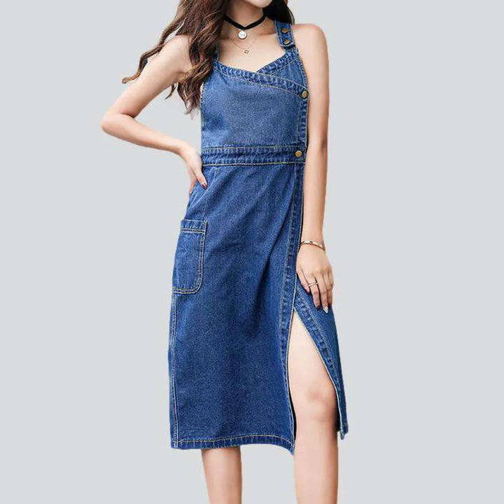 Sleeveless slit denim dress | Jeans4you.shop
