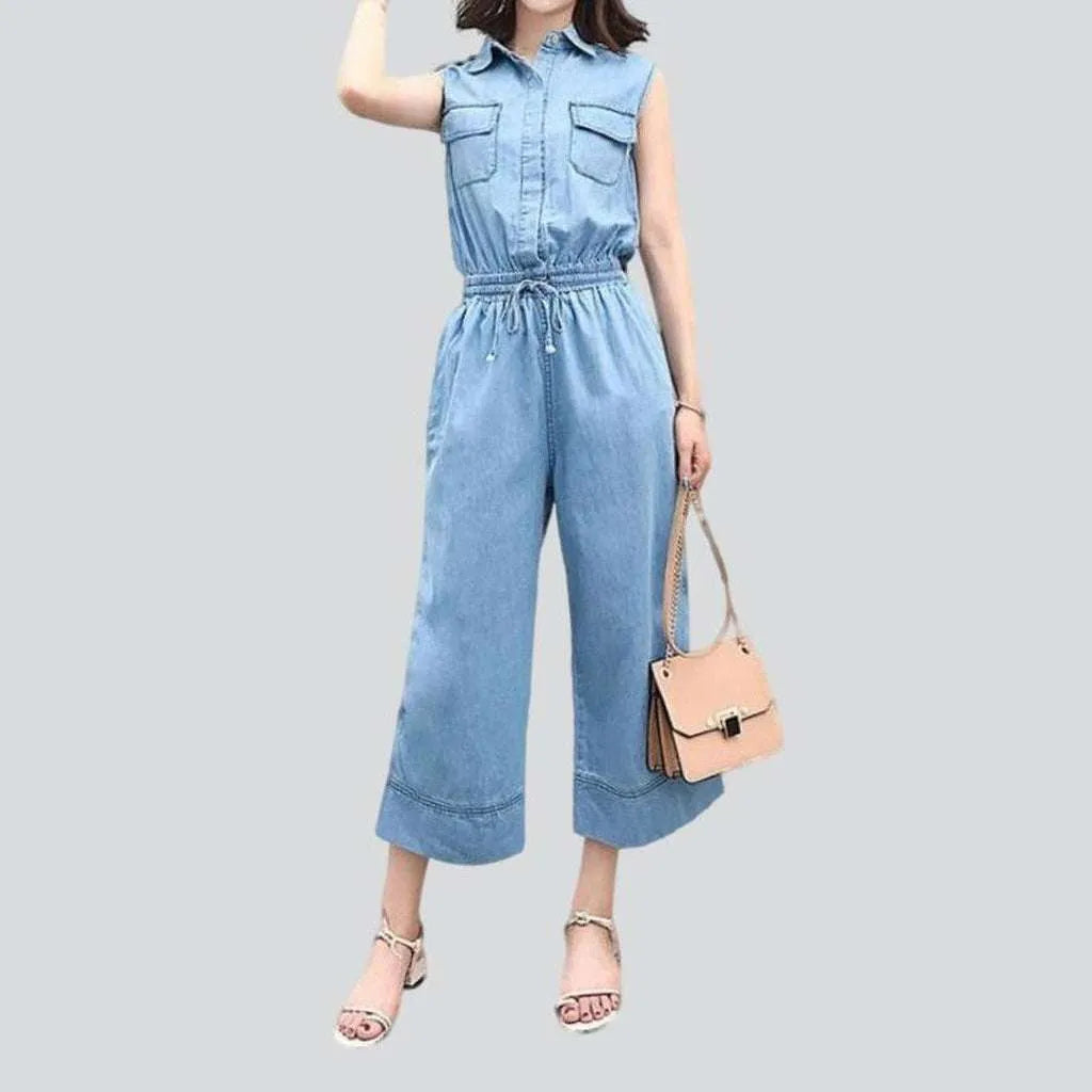 Sleeveless wide women's denim overall | Jeans4you.shop