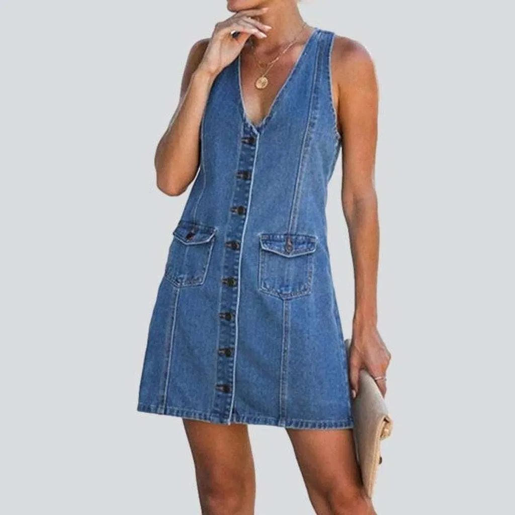 Sleeveless women's summer denim dress | Jeans4you.shop
