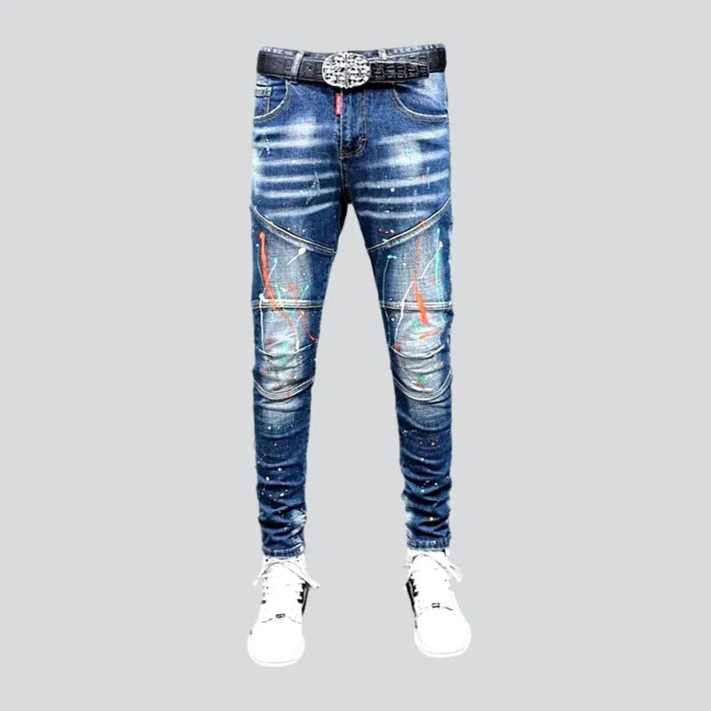 Slightly torn men's moto jeans | Jeans4you.shop
