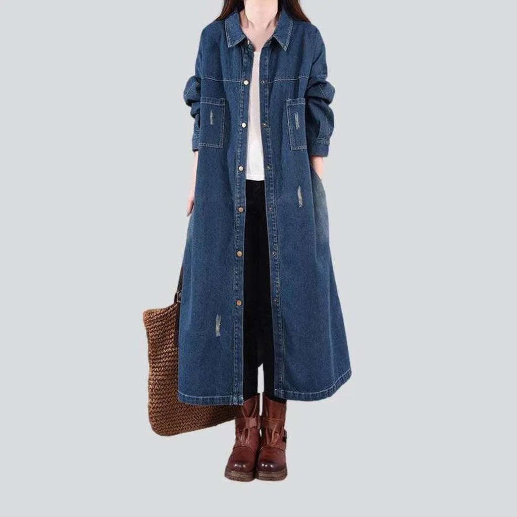 Slightly torn women's denim coat | Jeans4you.shop