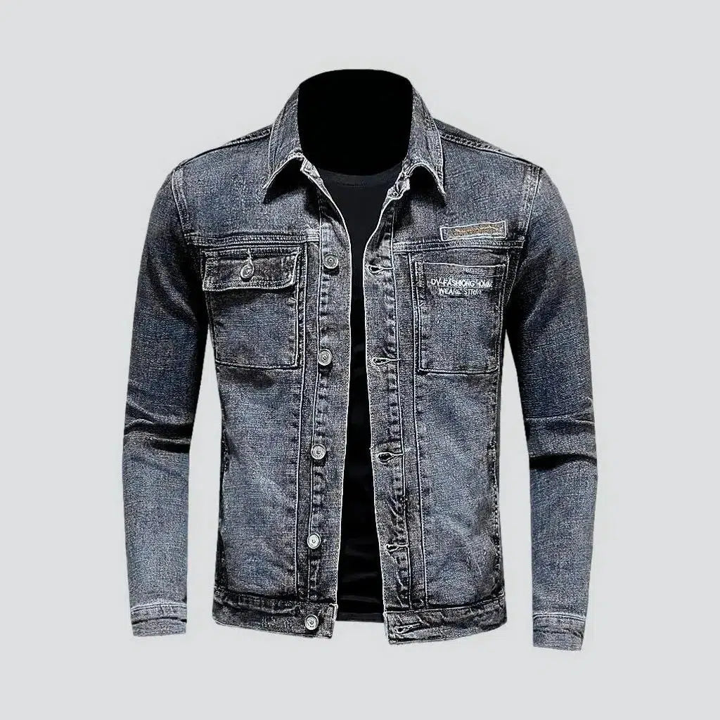 Slim back-print men's denim jacket | Jeans4you.shop