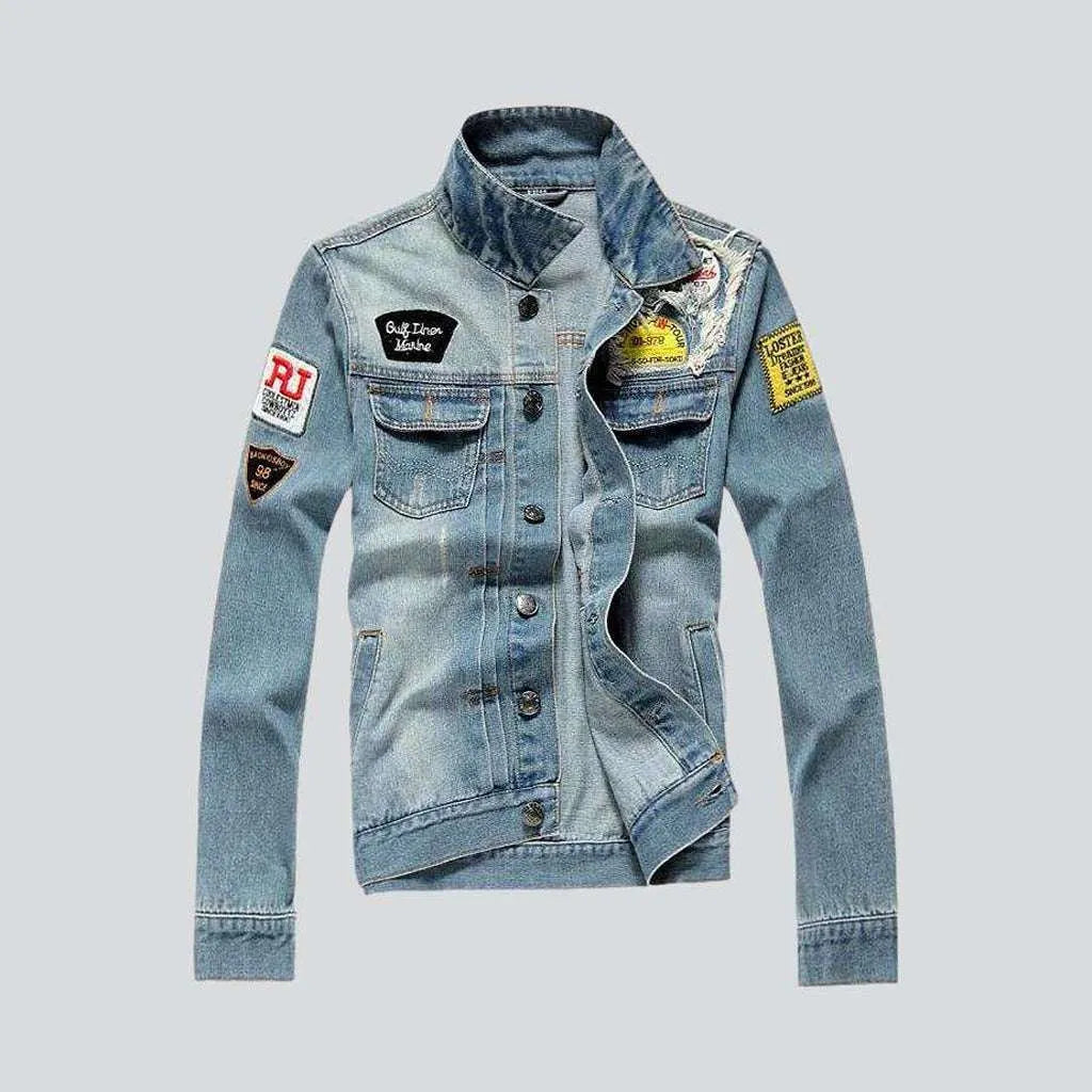 Slim denim jacket with patches | Jeans4you.shop