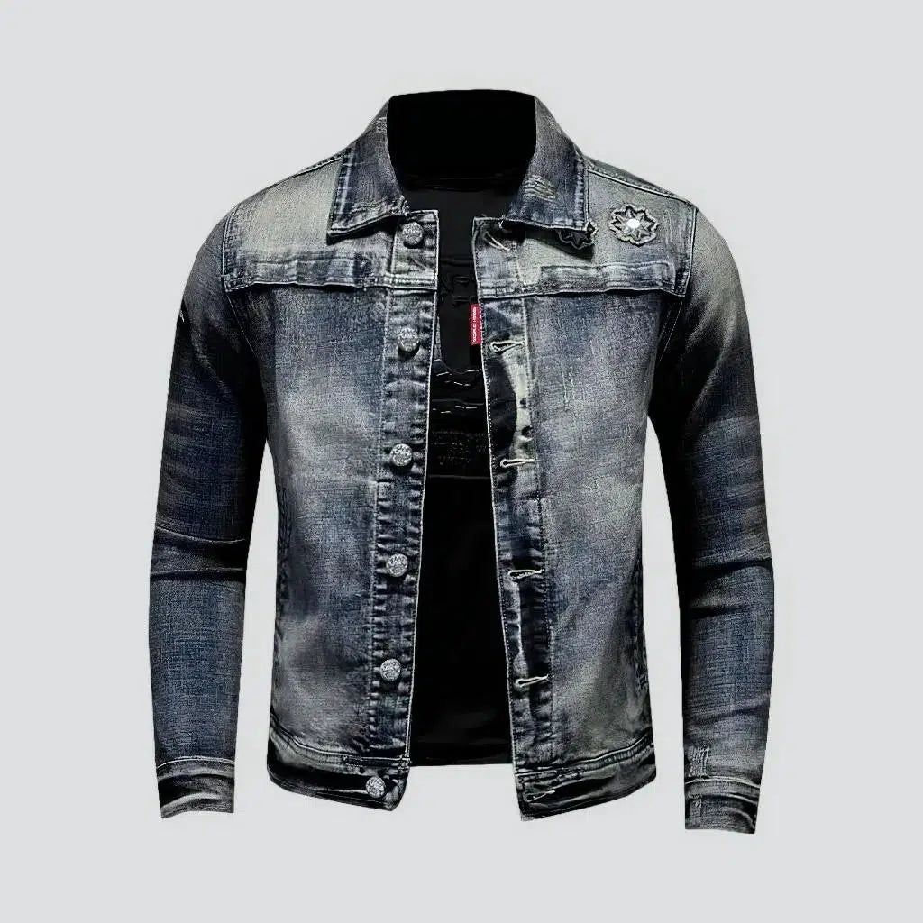 Slim grey-cast denim jacket | Jeans4you.shop