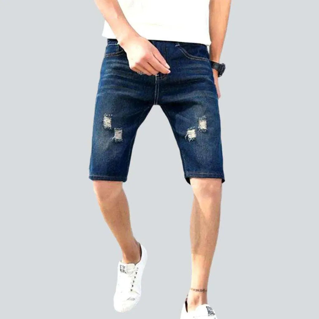 Slim whiskered ripped denim shorts | Jeans4you.shop