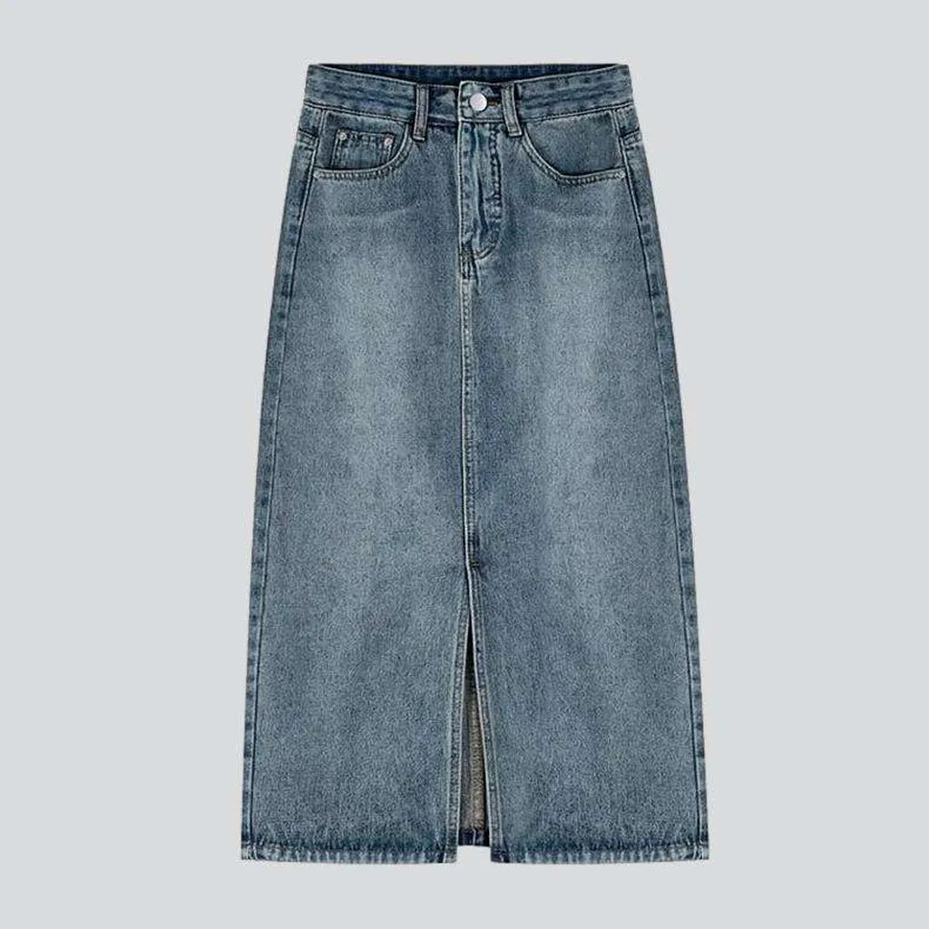 Slit vintage long denim skirt | Jeans4you.shop