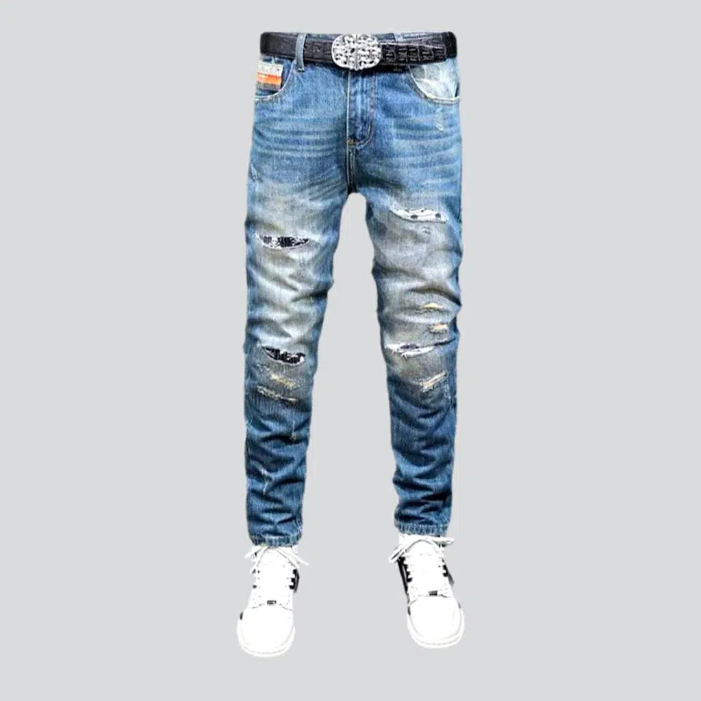 Small skulls embroidery jeans
 for men | Jeans4you.shop