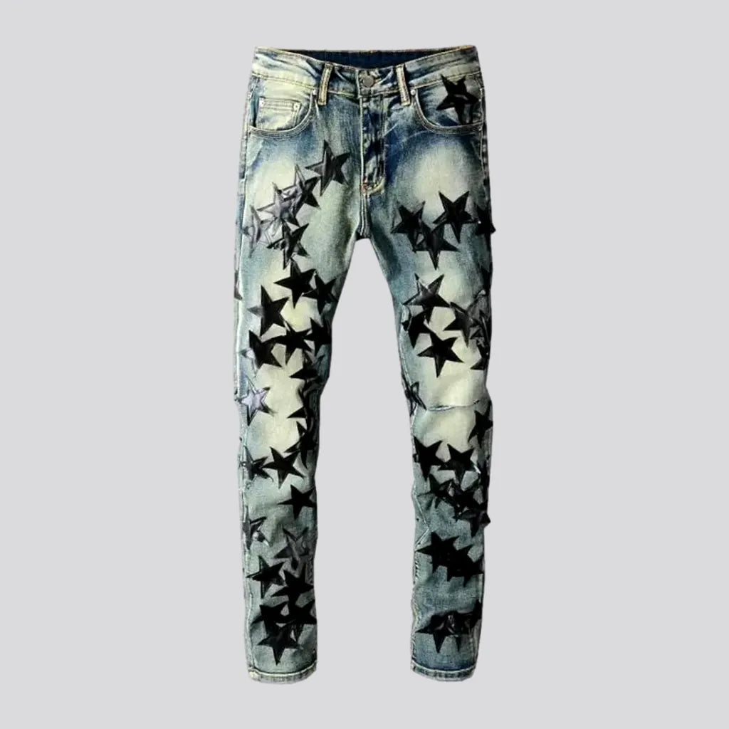 Stars-embroidery embroidered jeans | Jeans4you.shop