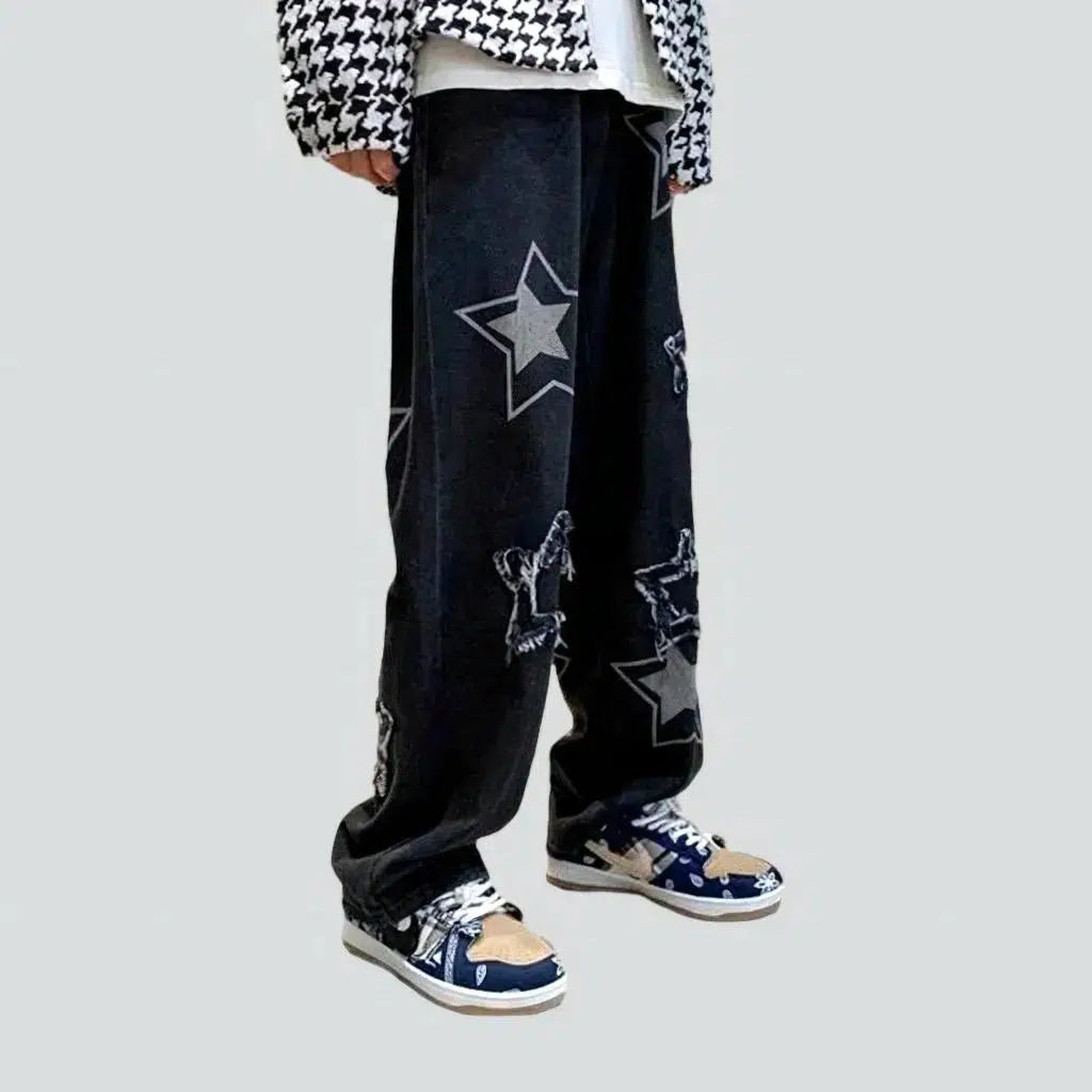 Stars print baggy jeans
 for men | Jeans4you.shop