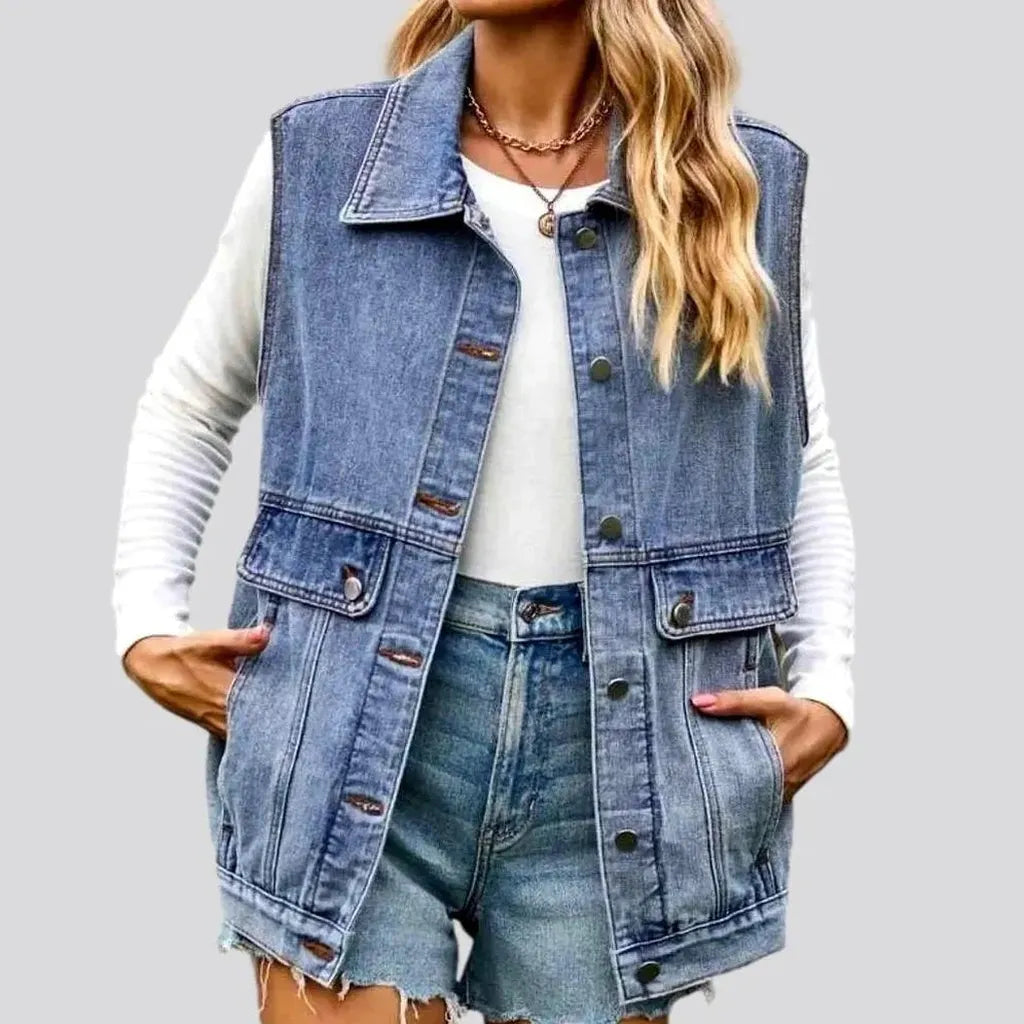 Stonewashed fashion denim vest
 for ladies | Jeans4you.shop