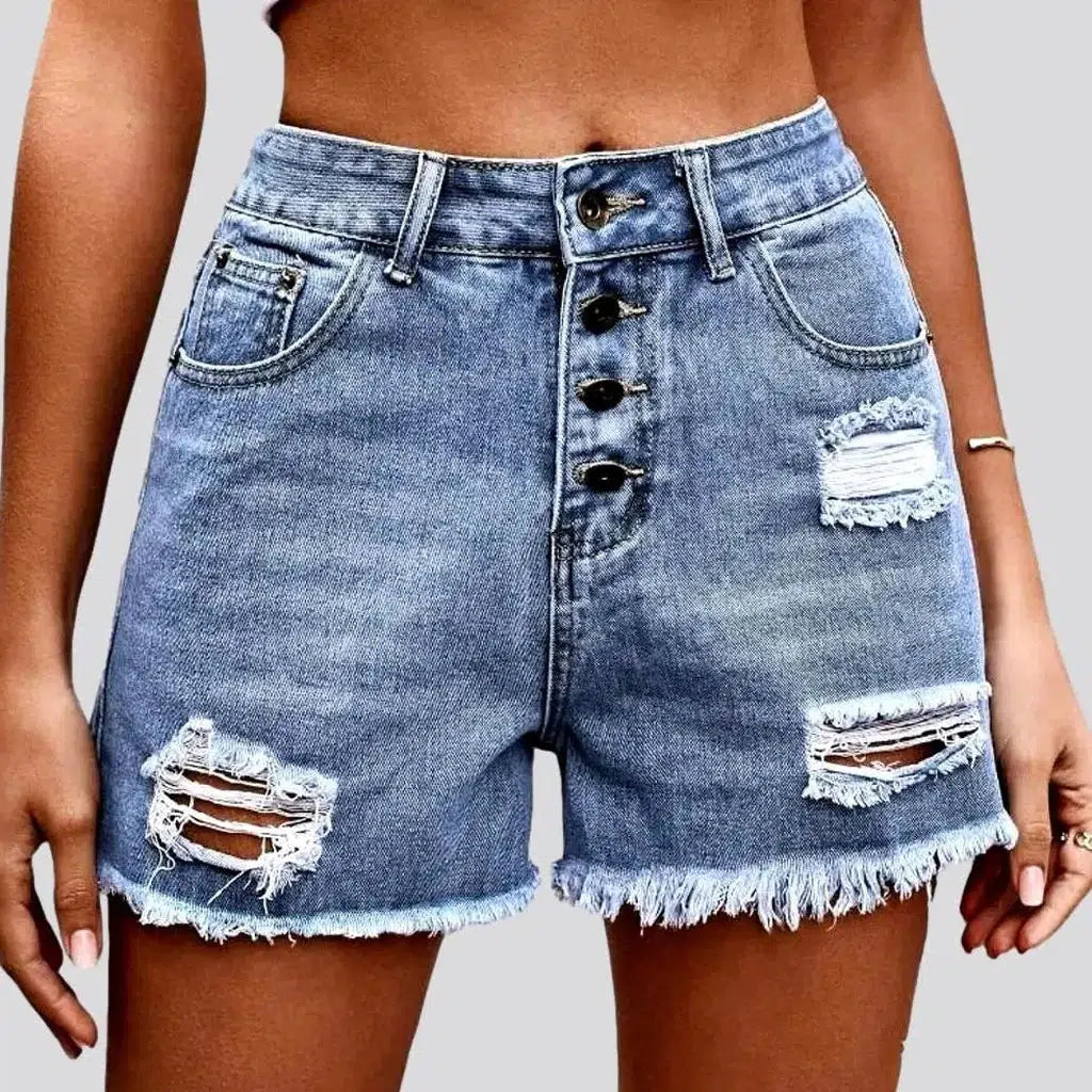 Straight light-wash jeans shorts
 for ladies | Jeans4you.shop