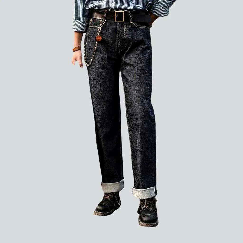Straight mid-waist self-edge jeans
 for men | Jeans4you.shop