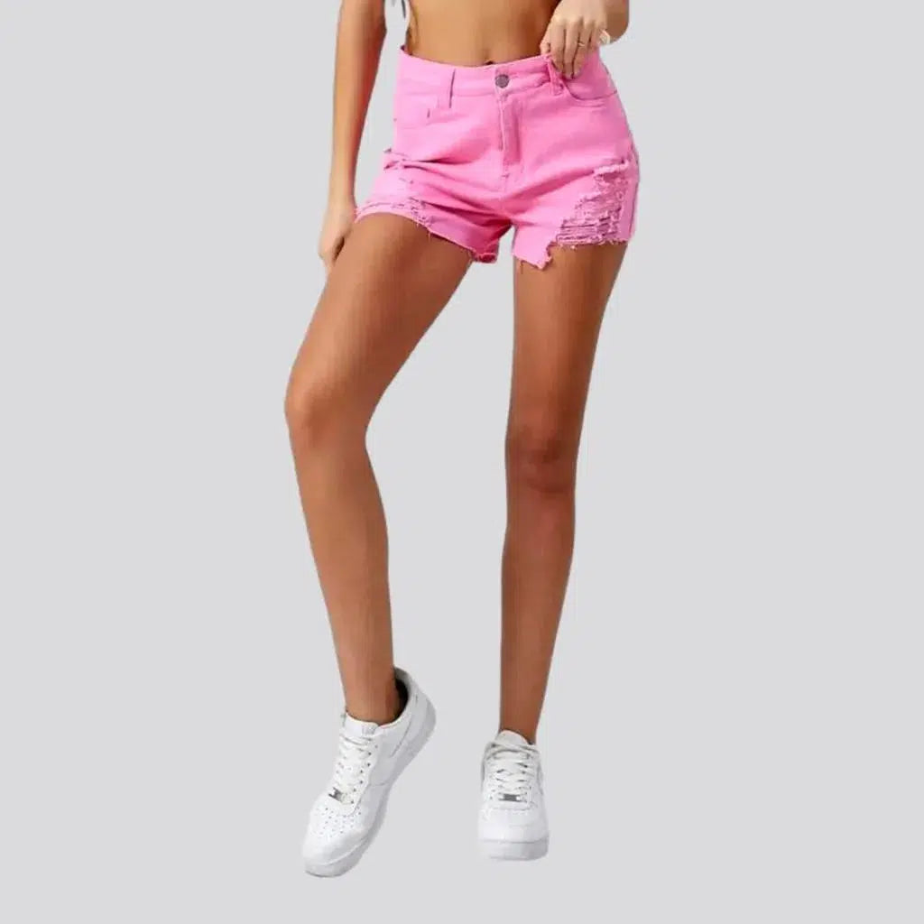 Straight pink jean shorts
 for women | Jeans4you.shop
