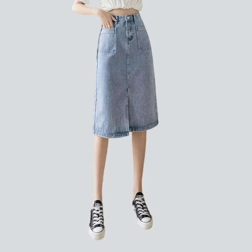 Straight pocket midi denim skirt | Jeans4you.shop