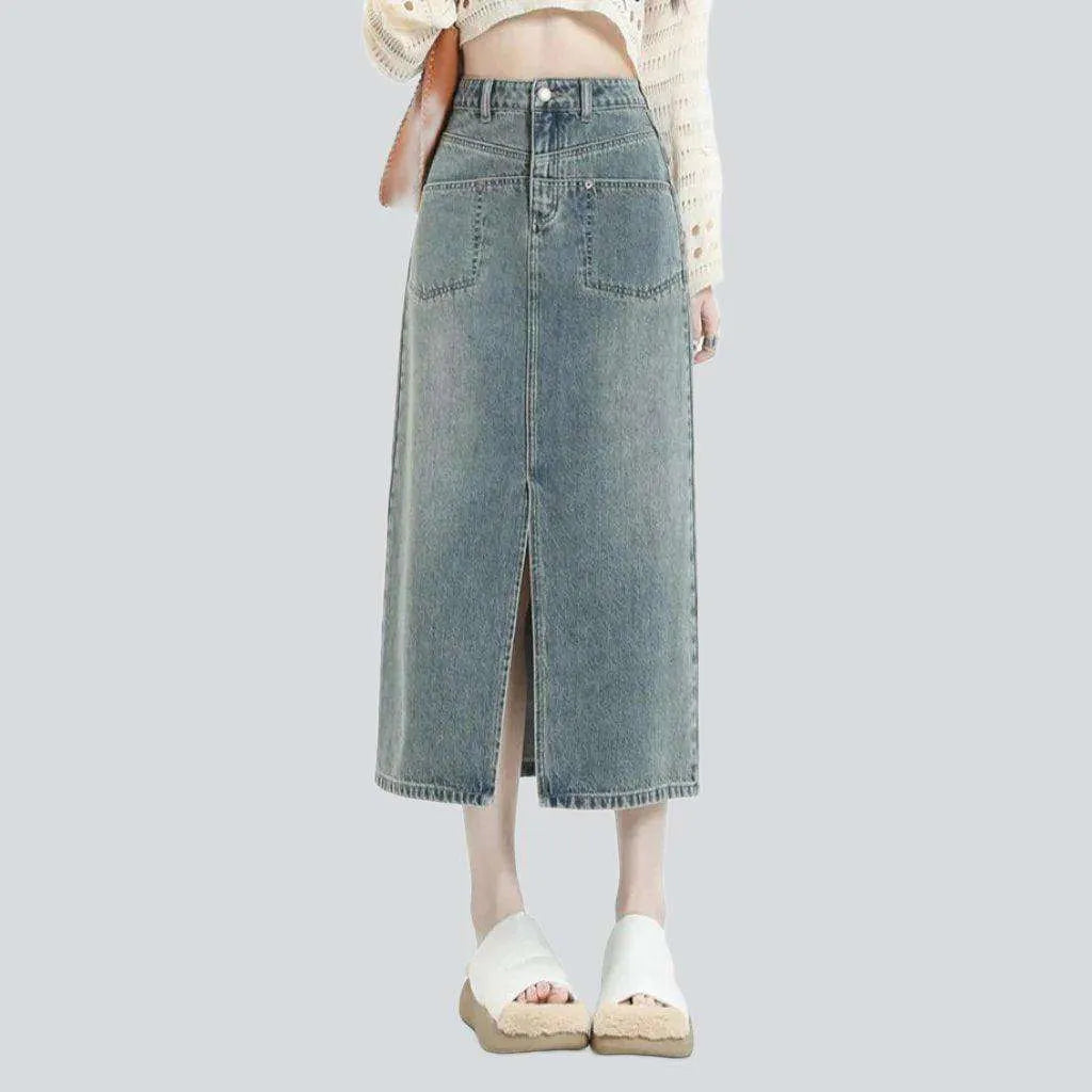 Straight pocket retro denim skirt | Jeans4you.shop