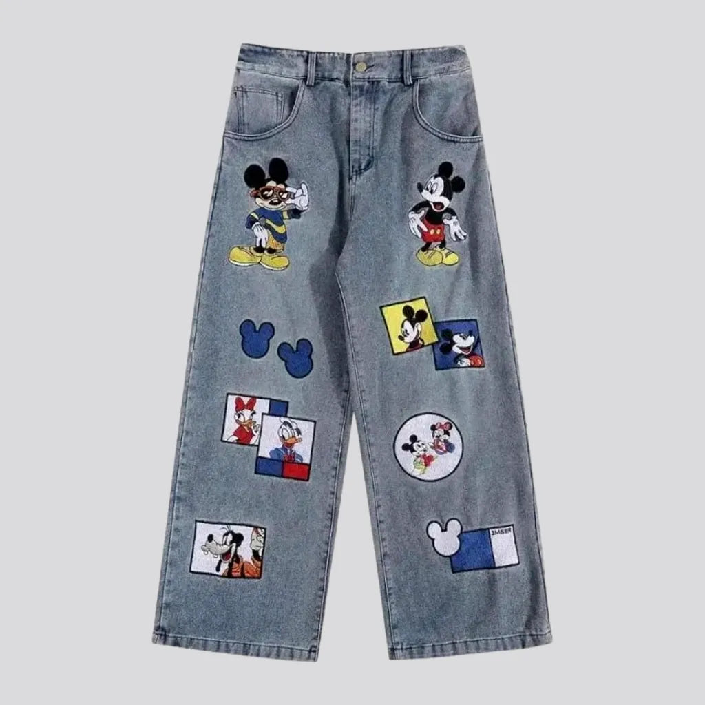 Street cartoon-embroidery jeans
 for women | Jeans4you.shop