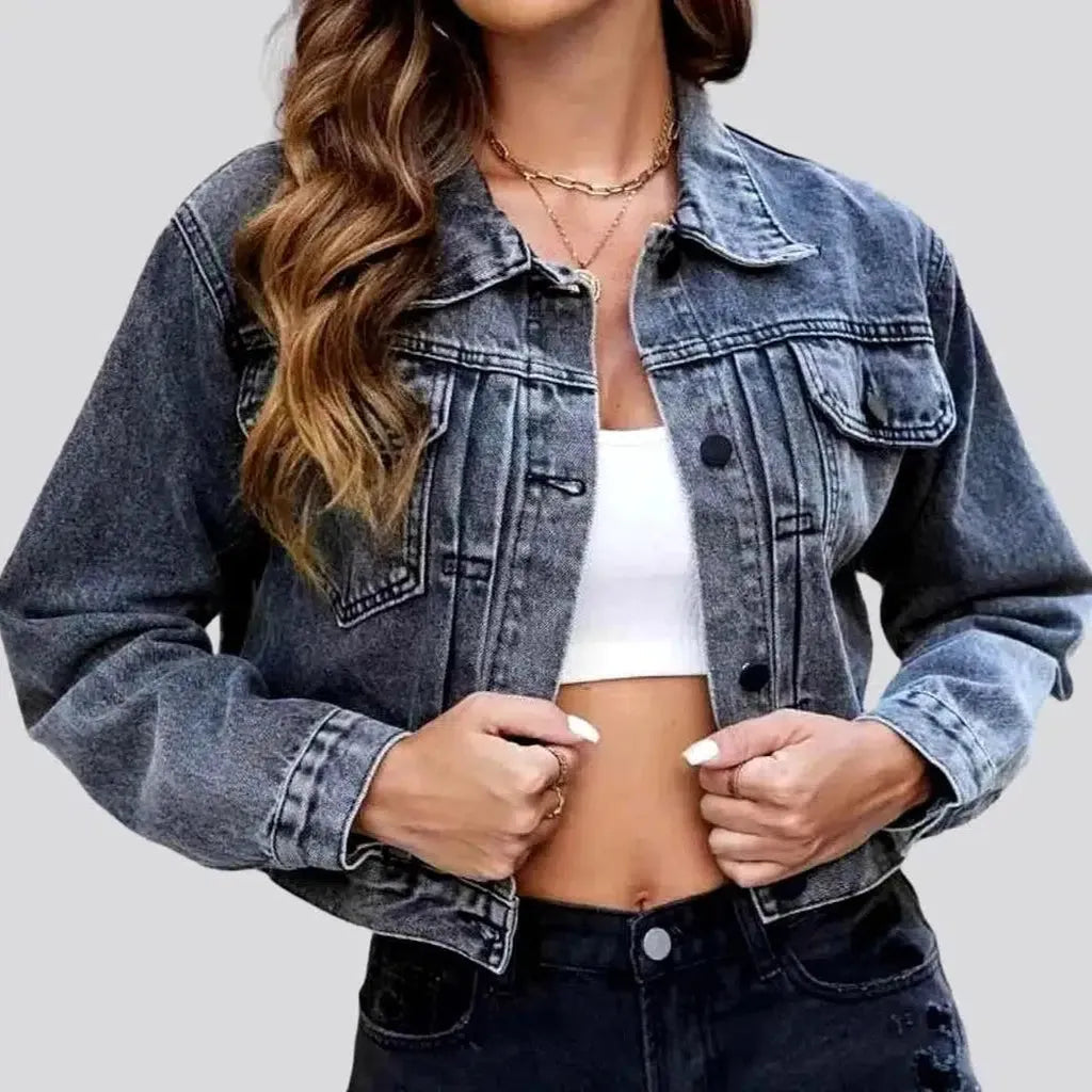 Street grey women's jean jacket | Jeans4you.shop