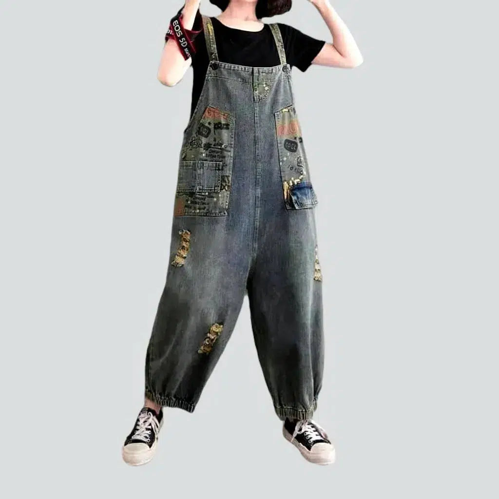 Street grey women's jean jumpsuit | Jeans4you.shop