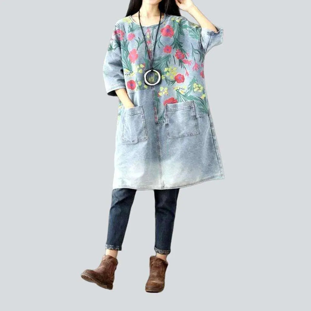 Streetwear floral denim dress | Jeans4you.shop