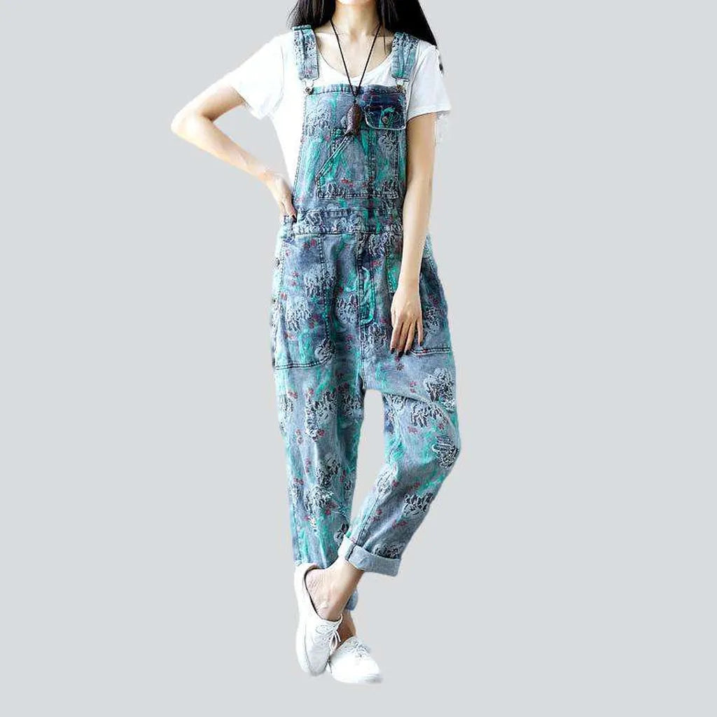 Streetwear floral women's denim jumpsuit | Jeans4you.shop