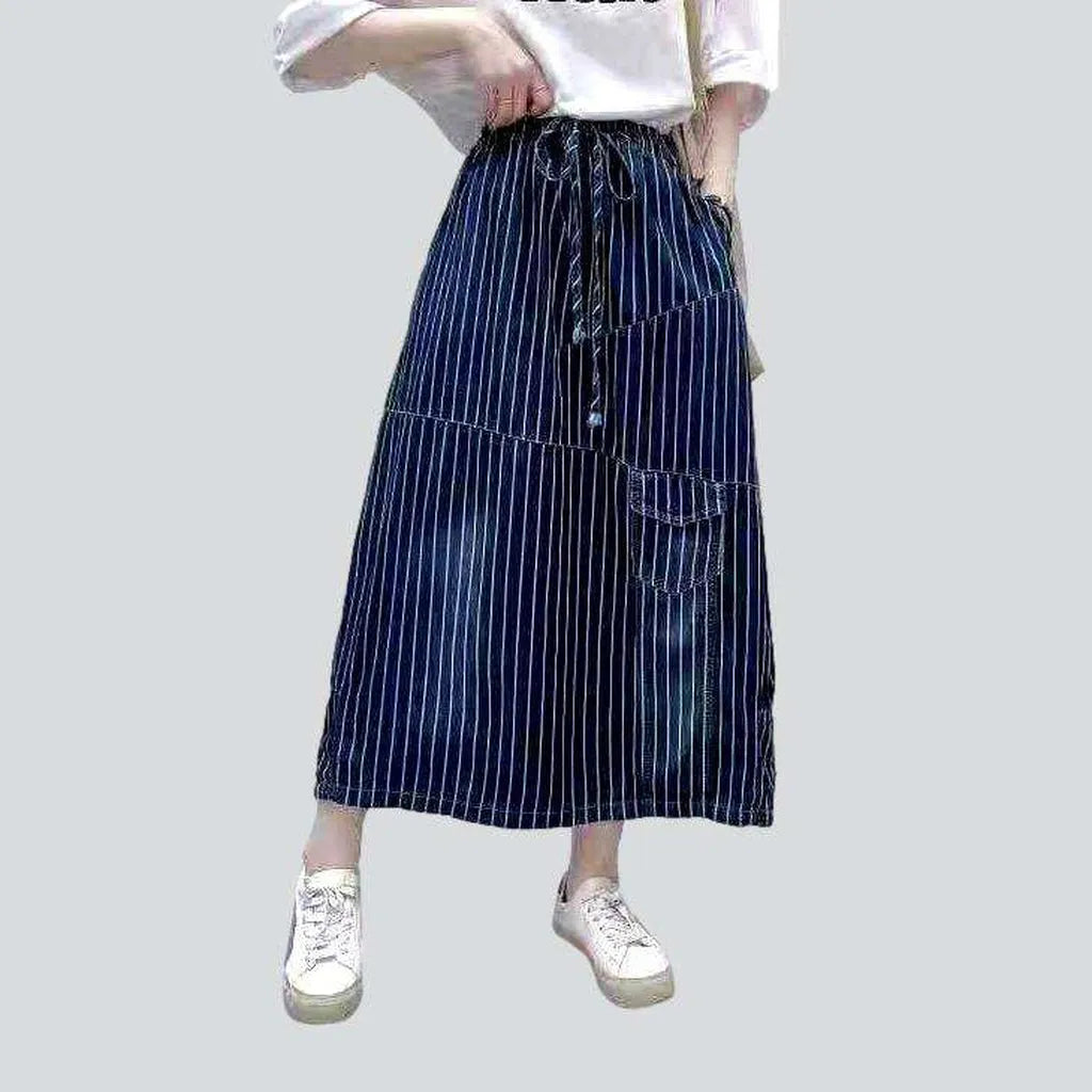 Streetwear stiped long denim skirt | Jeans4you.shop