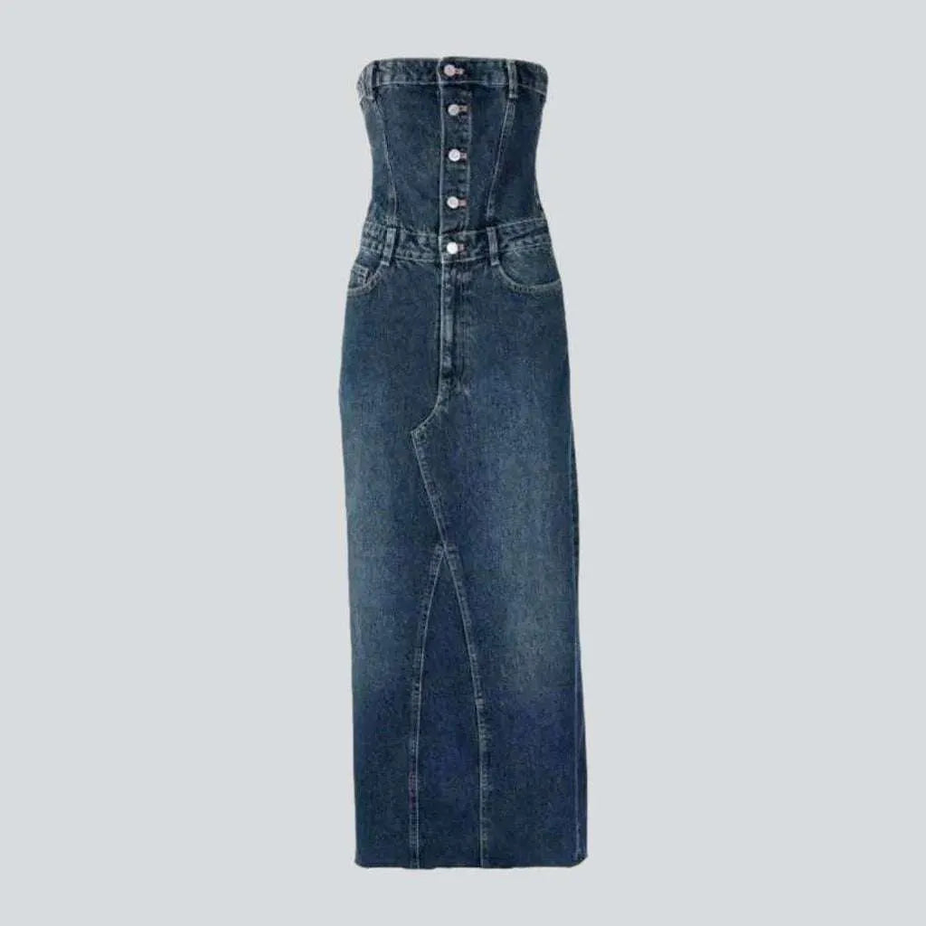 Stretchy strapless denim dress | Jeans4you.shop