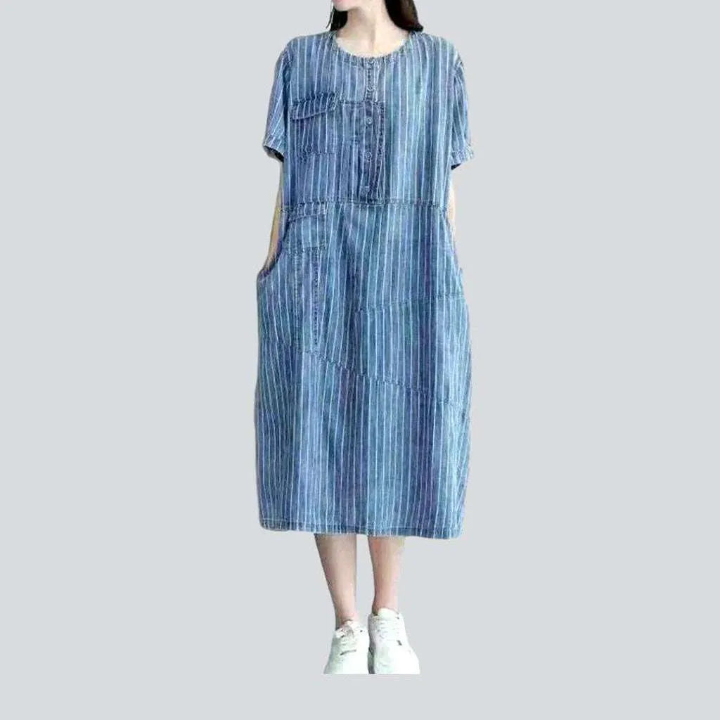 Striped long urban denim dress | Jeans4you.shop