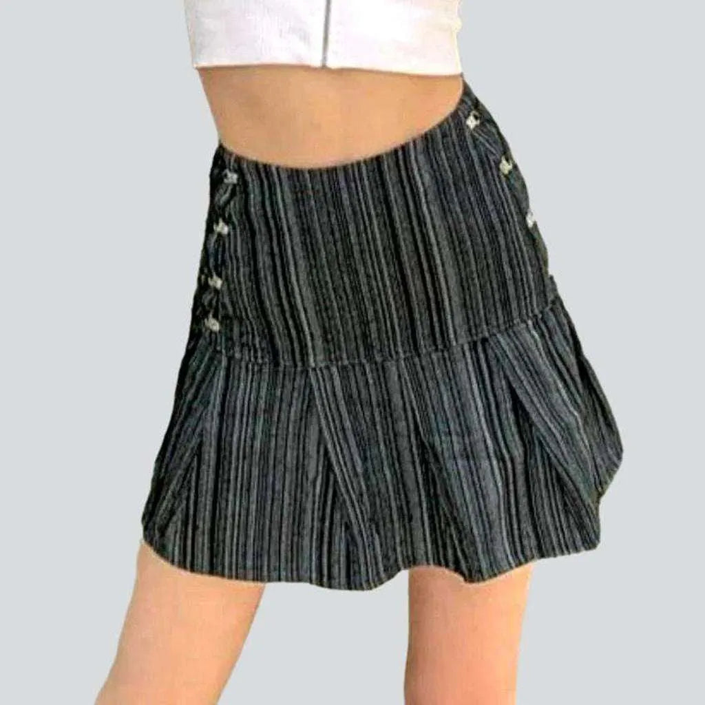 Striped skater denim skirt | Jeans4you.shop