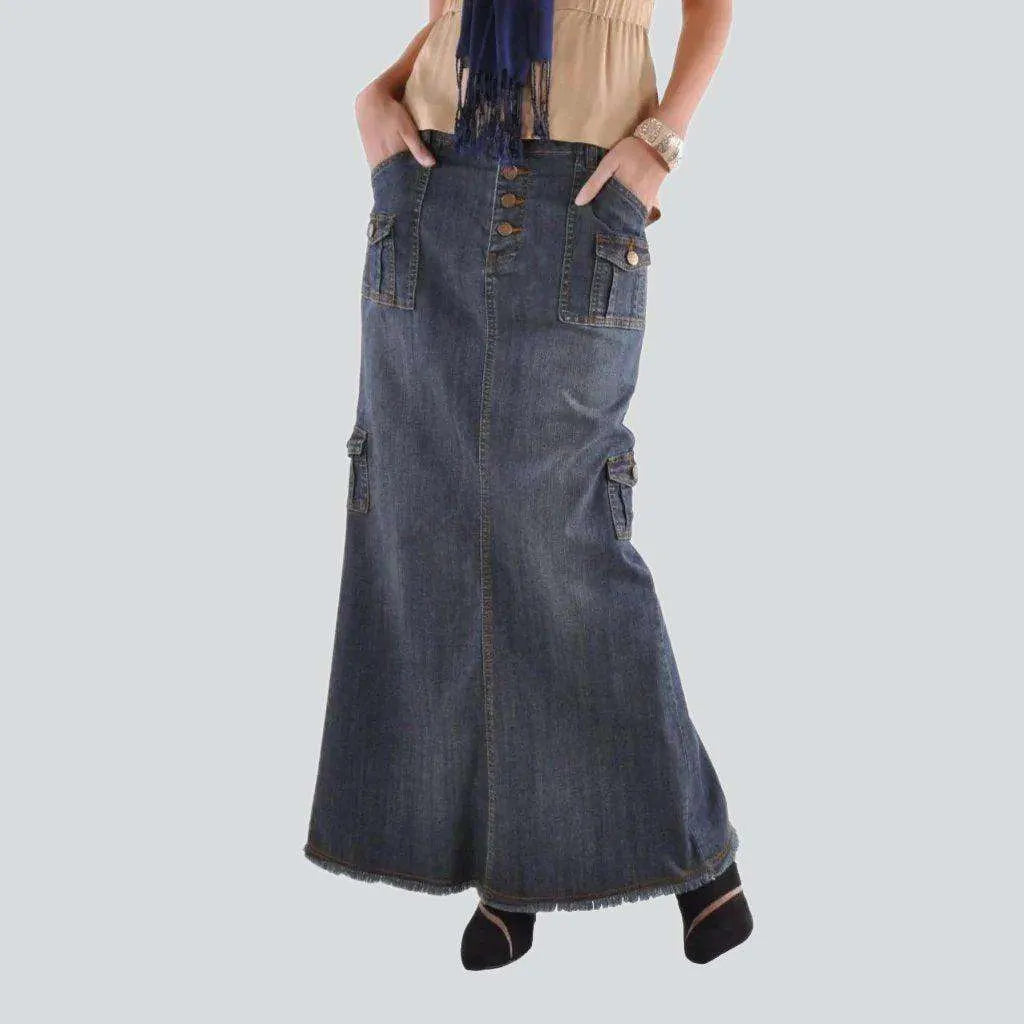 Stylish cargo long denim skirt | Jeans4you.shop