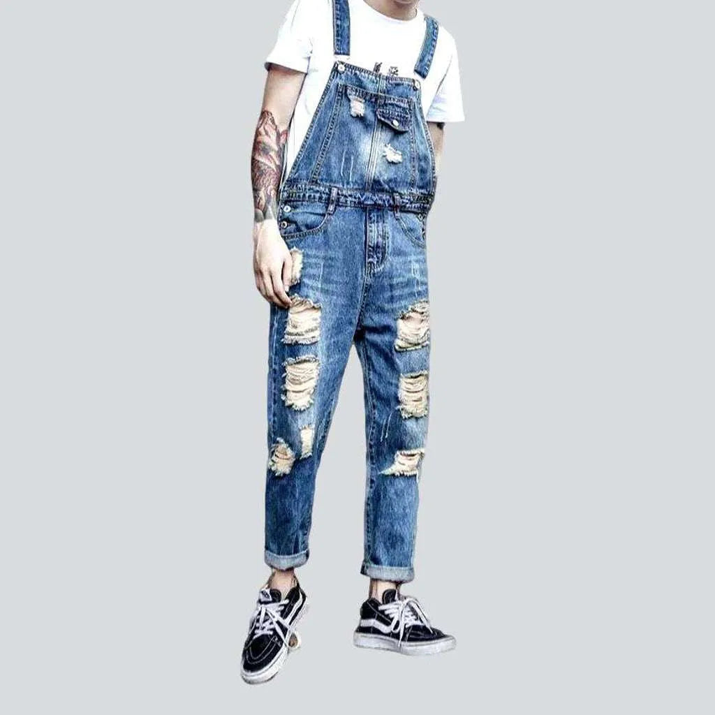 Stylish distressed men's denim jumpsuit | Jeans4you.shop