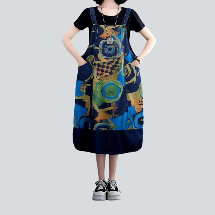 Stylish painting print denim dress | Jeans4you.shop