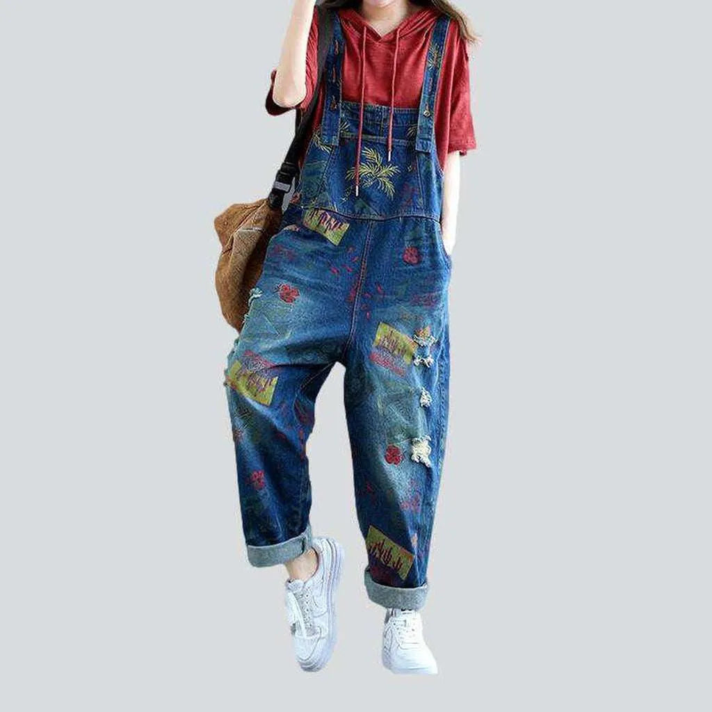 Stylish print women's denim dungaree | Jeans4you.shop