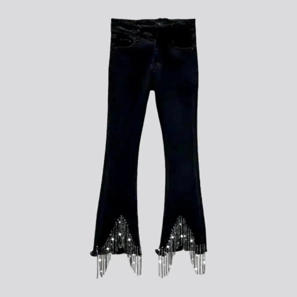 Tassel-hem embellished jeans
 for ladies | Jeans4you.shop
